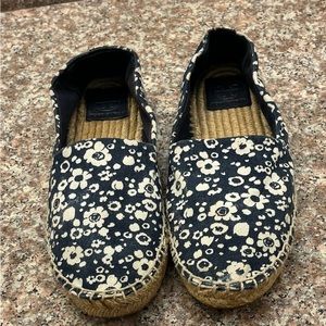 Tory Burch Risa blue/white gold “reva” espadrilles flats